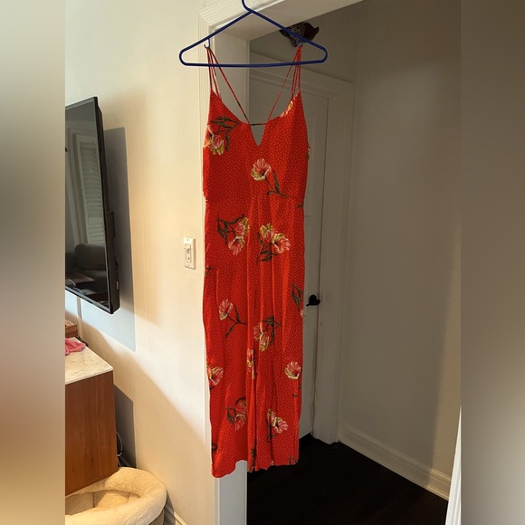 Topshop Vibrant Red printed midi Jumpsuit - Picture 1 of 4
